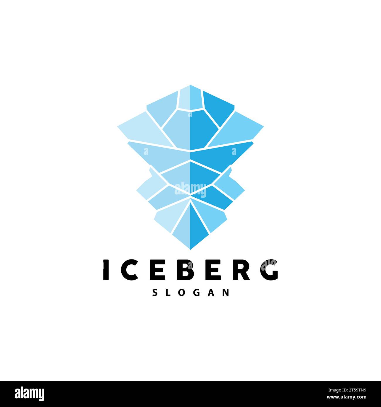 Logo iceberg, vettore delle Montagne Antartiche in colore azzurro ghiaccio, design naturale, icona modello illustrazione marchio prodotto Illustrazione Vettoriale