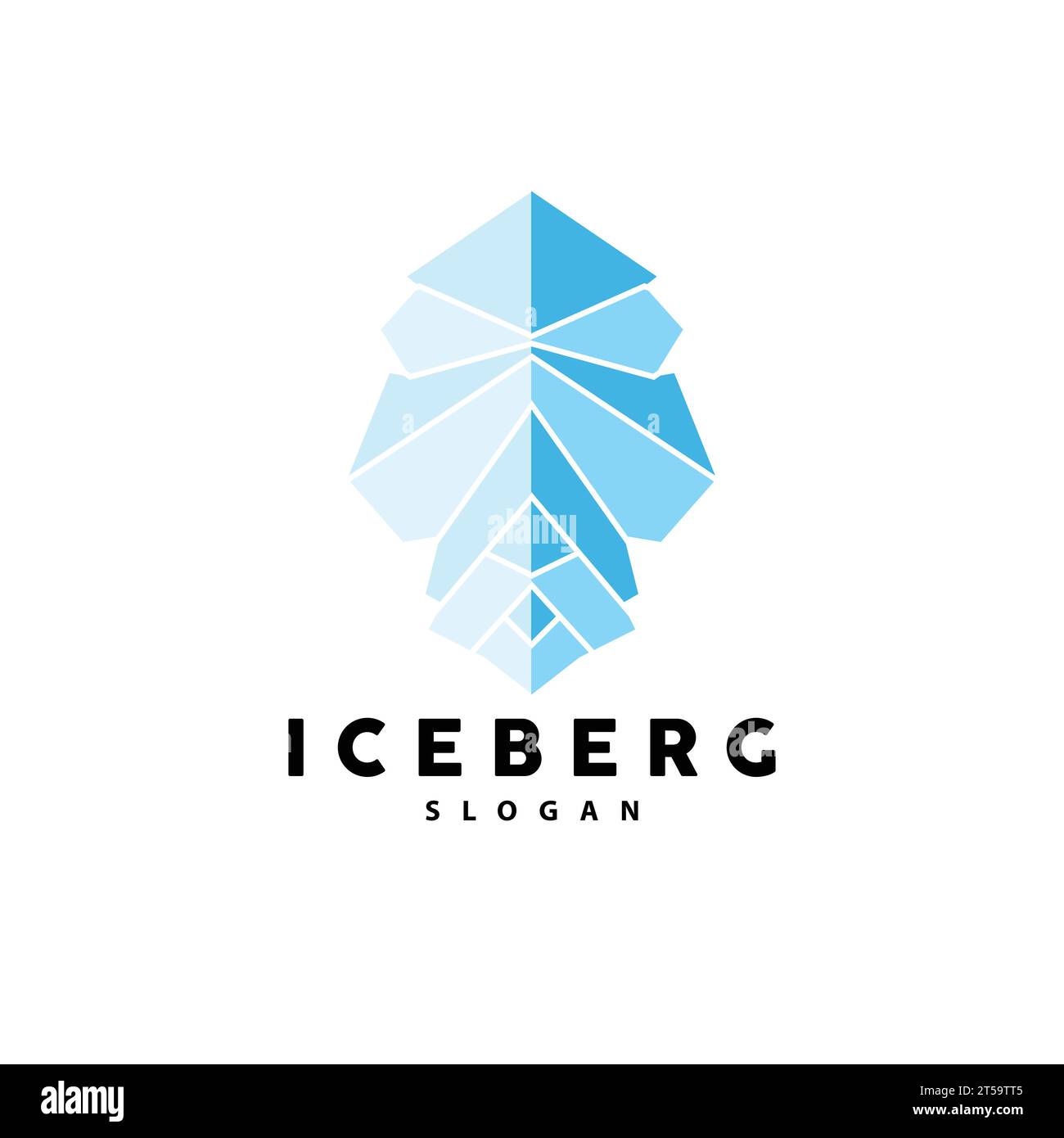 Logo iceberg, vettore delle Montagne Antartiche in colore azzurro ghiaccio, design naturale, icona modello illustrazione marchio prodotto Illustrazione Vettoriale