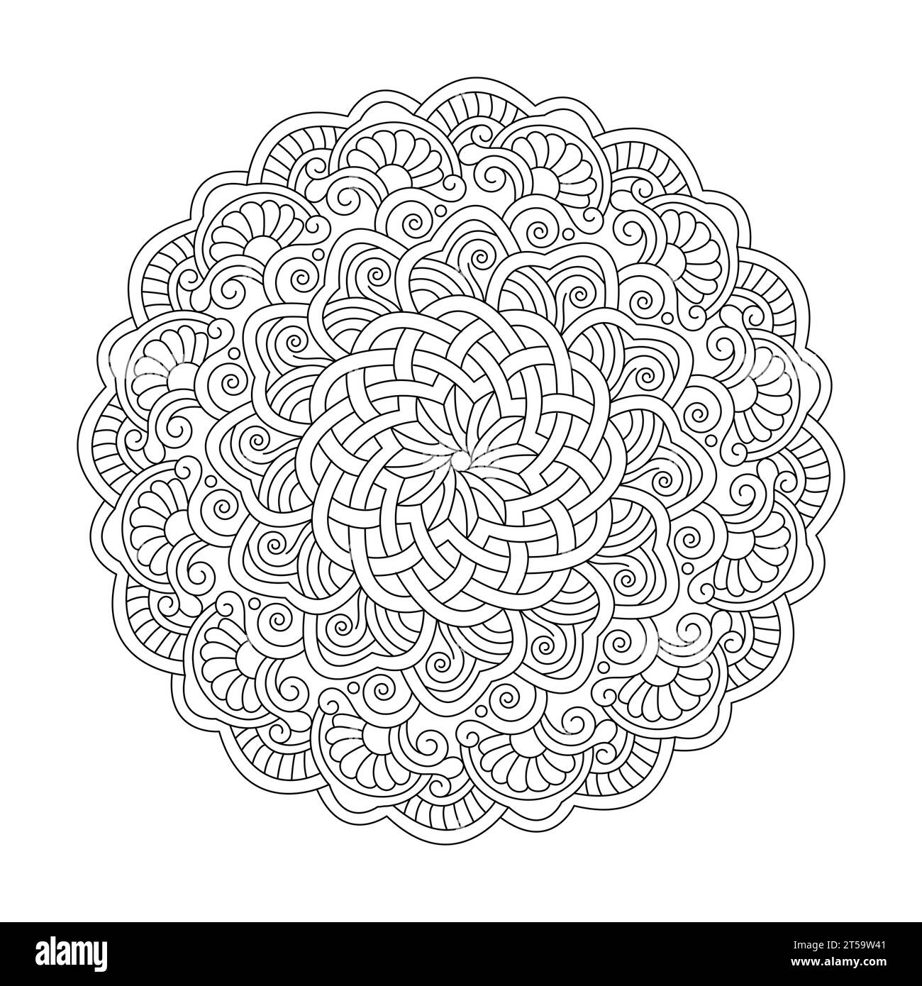 Sunlit Swirls Celtic coloring book mandala page per gli interni del libro KDP, possibilità di rilassarsi, esperienze cerebrali, Harmonous Haven, ritratti tranquilli, Illustrazione Vettoriale