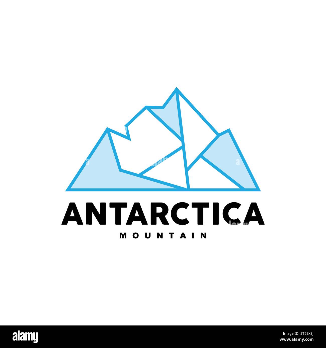 Logo iceberg, vettore delle Montagne Antartiche in colore azzurro ghiaccio, design naturale, icona modello illustrazione marchio prodotto Illustrazione Vettoriale