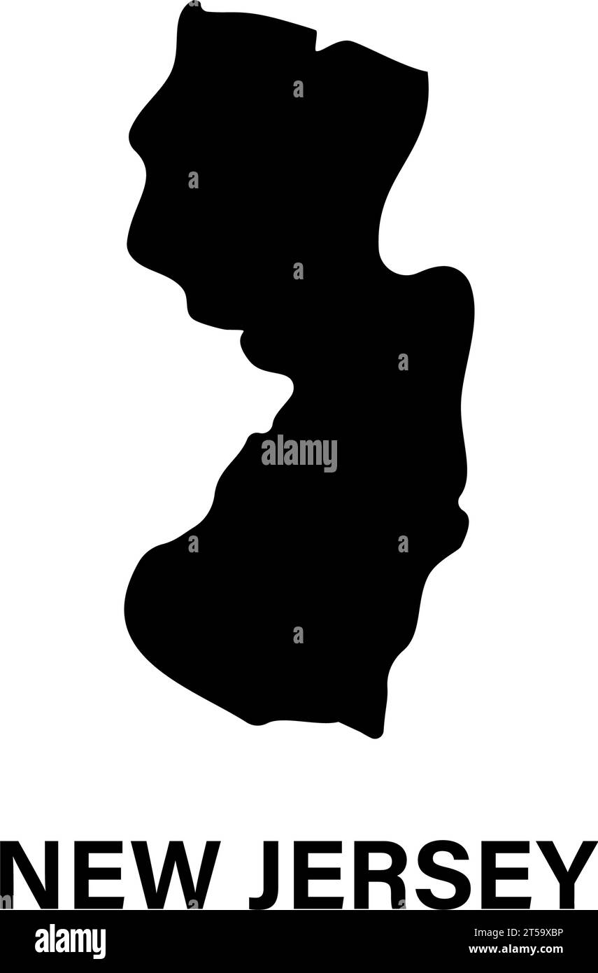 Icona della silhouette della mappa dello stato del New Jersey Illustrazione Vettoriale