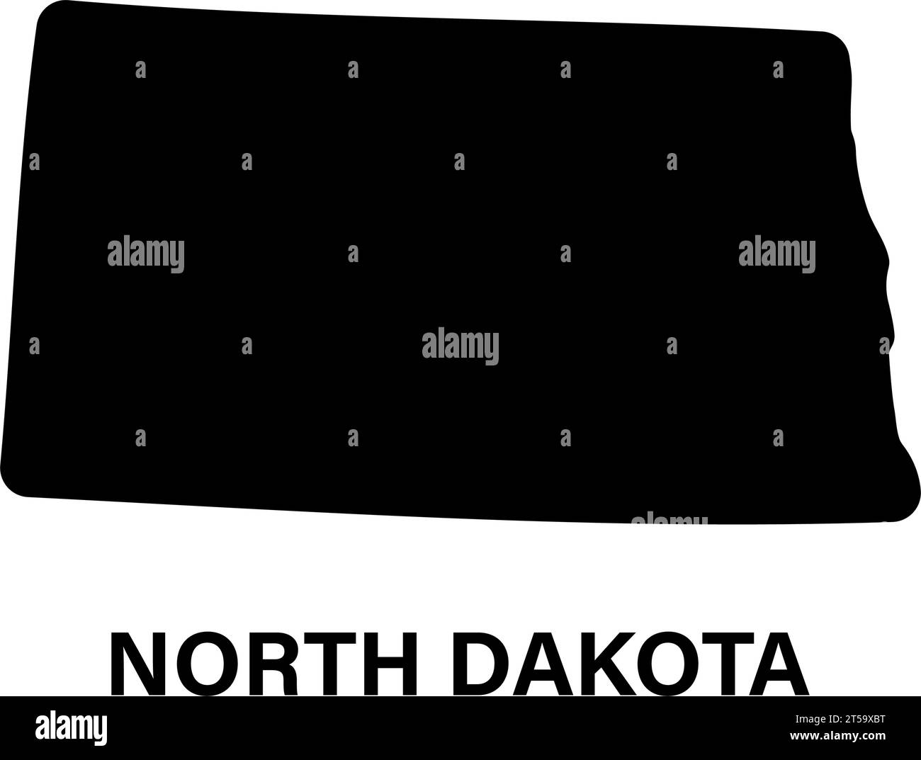 Icona della silhouette della mappa dello stato del North Dakota Illustrazione Vettoriale