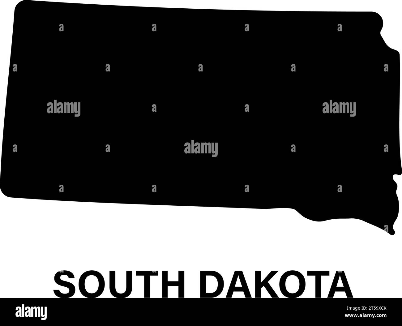 Icona della silhouette della mappa di stato di Dalota meridionale Illustrazione Vettoriale