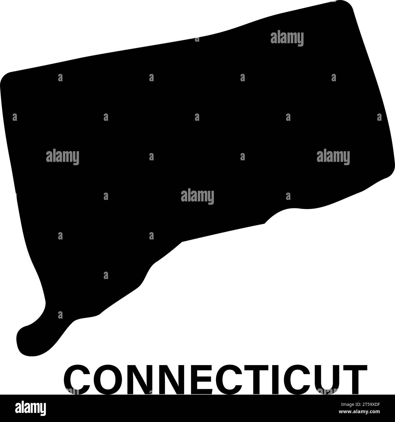 Icona silhouette della mappa dello stato del Connecticut Illustrazione Vettoriale