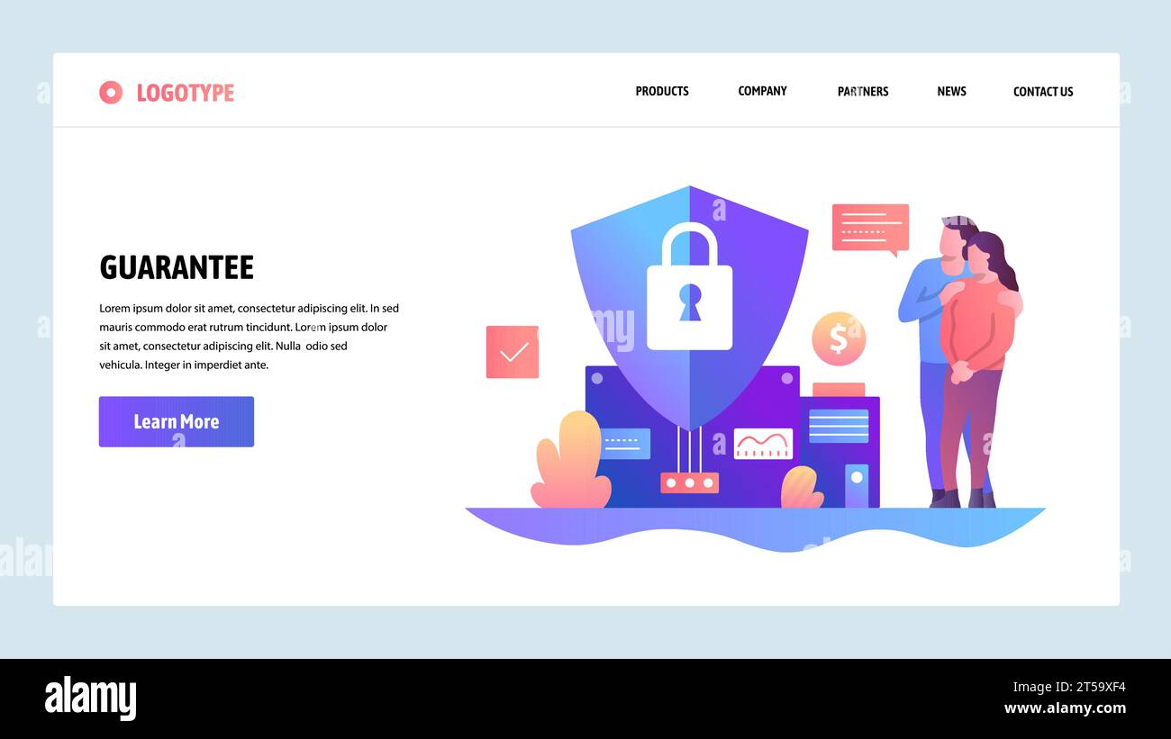 Modello di progettazione di siti Web vettoriali. Bilancio familiare e assicurazione finanziaria. Garanzia e sicurezza in futuro. Concetti di landing page per siti Web e dispositivi mobili d Illustrazione Vettoriale