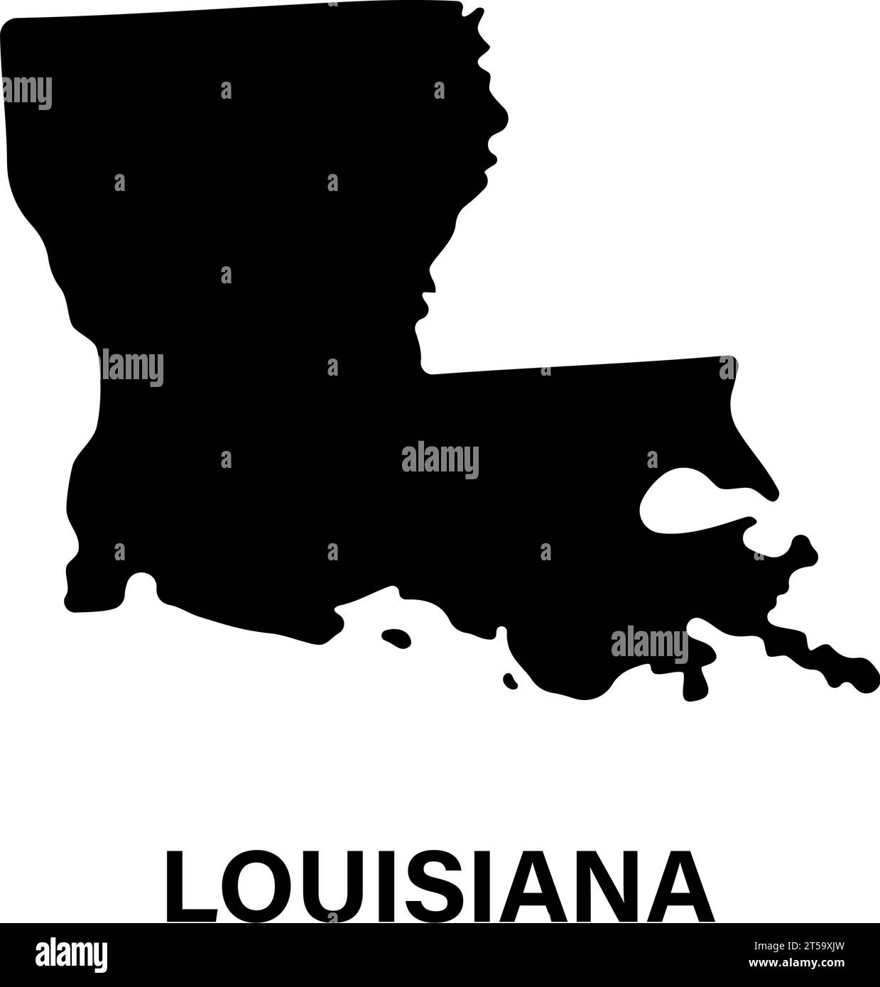 Icona silhouette della mappa dello stato della Louisiana Illustrazione Vettoriale