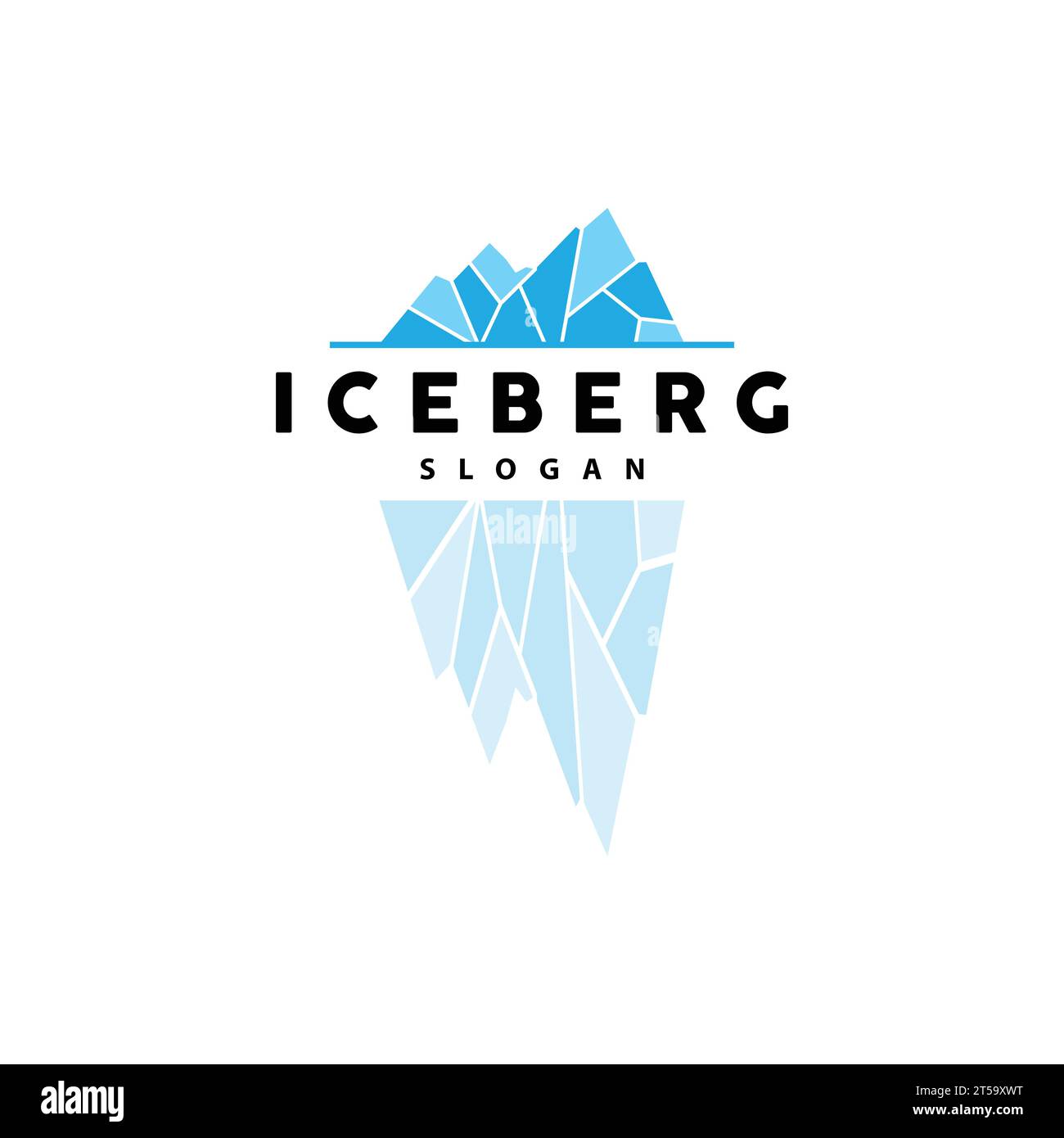 Logo iceberg, vettore delle Montagne Antartiche in colore azzurro ghiaccio, design naturale, icona modello illustrazione marchio prodotto Illustrazione Vettoriale