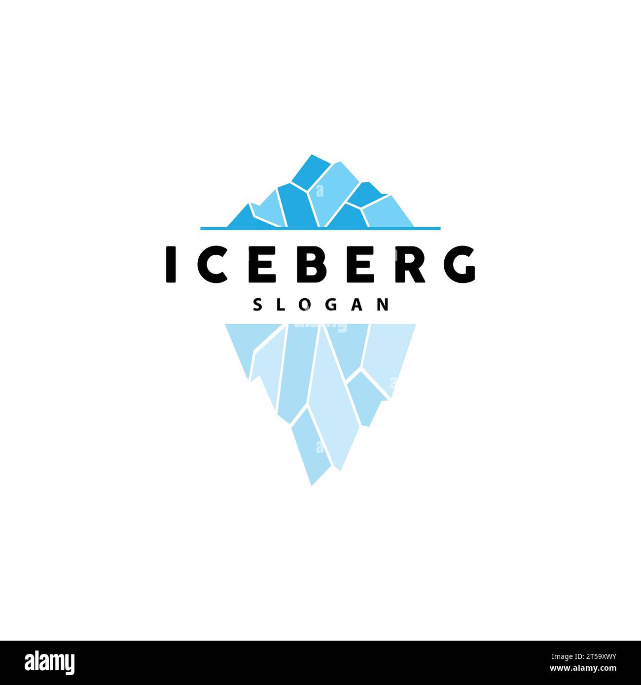 Logo iceberg, vettore delle Montagne Antartiche in colore azzurro ghiaccio, design naturale, icona modello illustrazione marchio prodotto Illustrazione Vettoriale