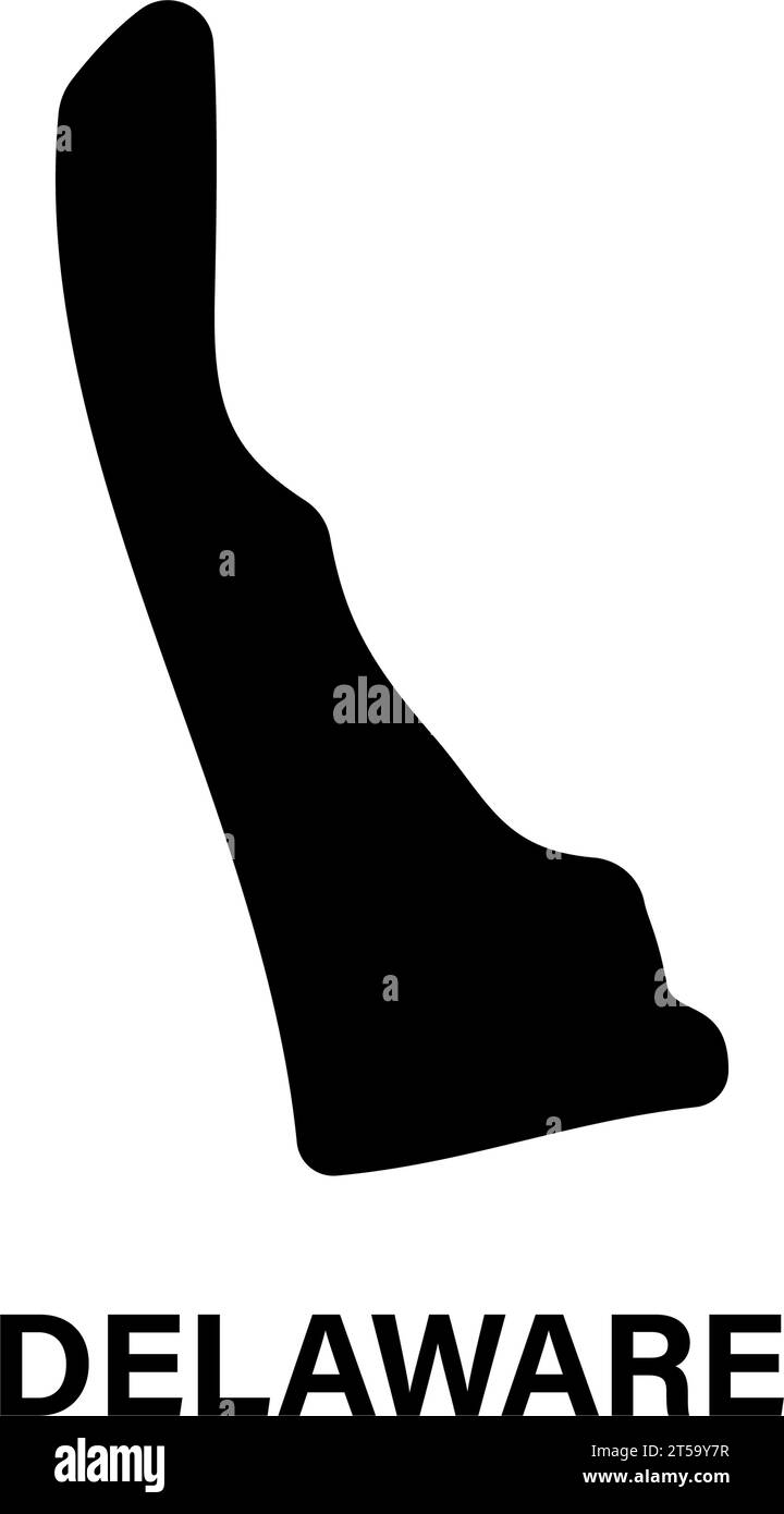 Icona silhouette della mappa dello stato del Delaware Illustrazione Vettoriale