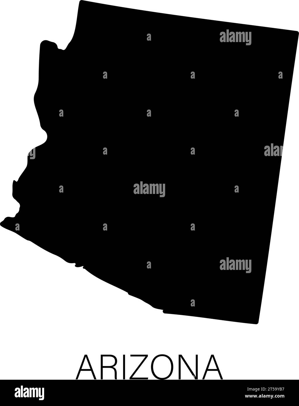 Icona silhouette della mappa dello stato dell'Arizona Illustrazione Vettoriale