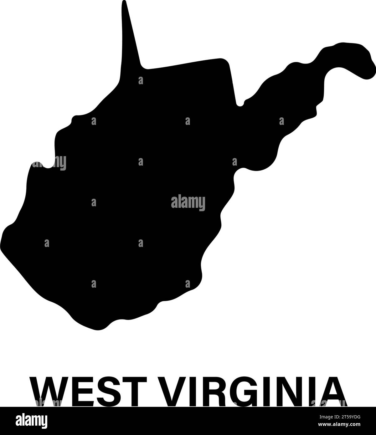 Icona silhouette della mappa dello stato della Virginia Occidentale Illustrazione Vettoriale