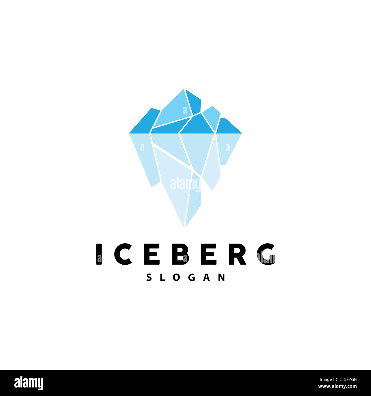 Logo iceberg, vettore delle Montagne Antartiche in colore azzurro ghiaccio, design naturale, icona modello illustrazione marchio prodotto Illustrazione Vettoriale