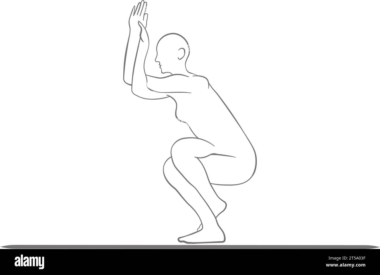 Serenità nello stretching: Semplice silhouette Garudasana Yoga, perfetta per gli appassionati di meditazione e fitness Illustrazione Vettoriale