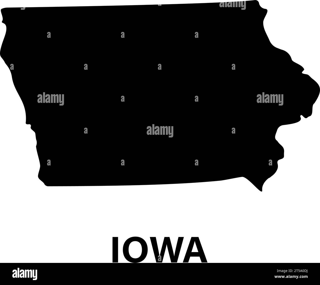 Icona silhouette della mappa dello stato dell'Iowa Illustrazione Vettoriale