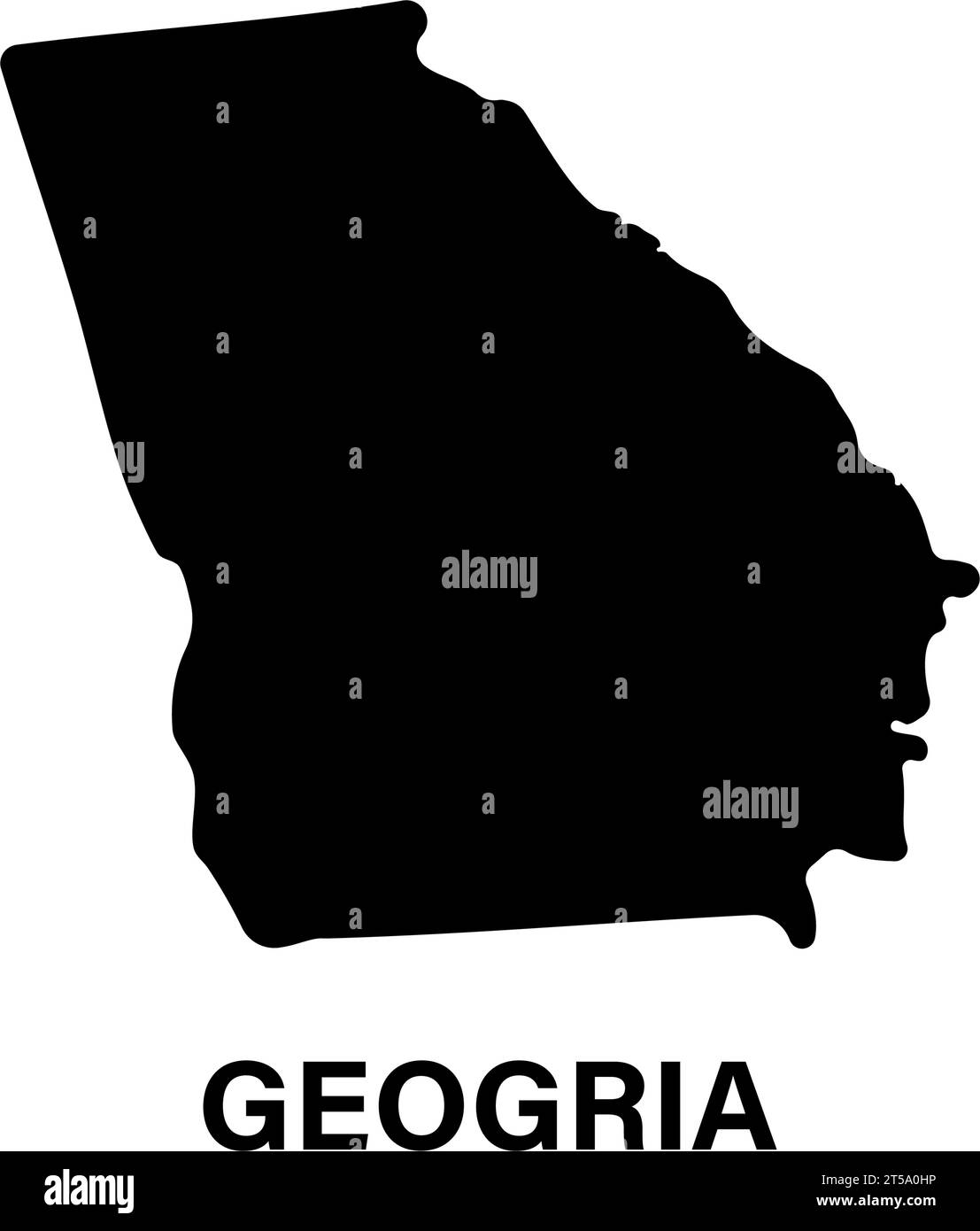 Icona silhouette della mappa di stato della Georgia Illustrazione Vettoriale