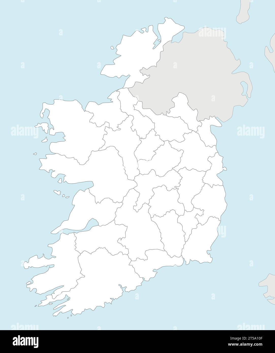 Mappa vettoriale vuota dell'Irlanda con contee e divisioni amministrative e paesi limitrofi. Livelli modificabili e chiaramente etichettati. Illustrazione Vettoriale