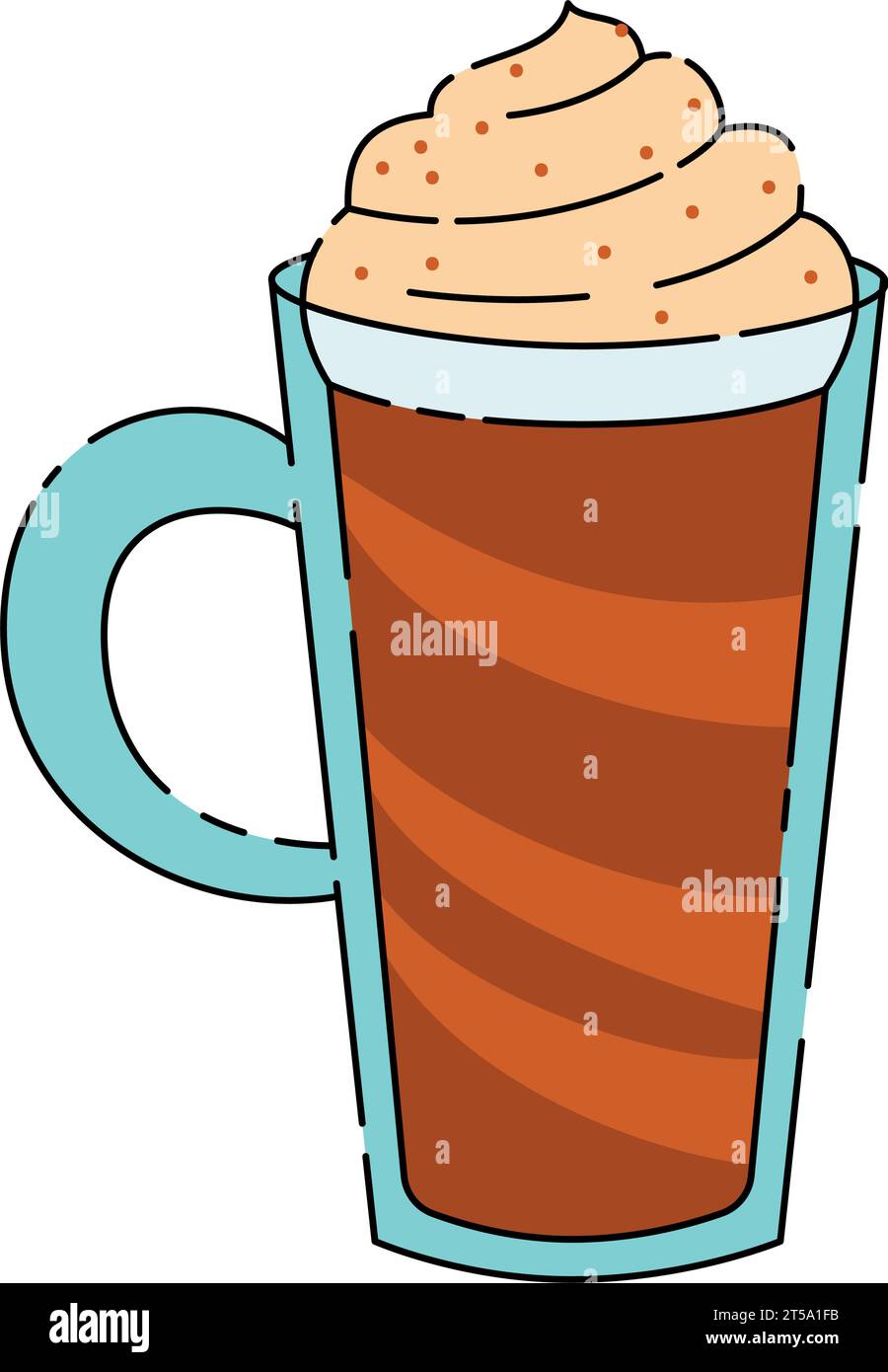 Cartoni animati in vetro latte o tazza in vetro per cappuccino con schiuma Illustrazione Vettoriale