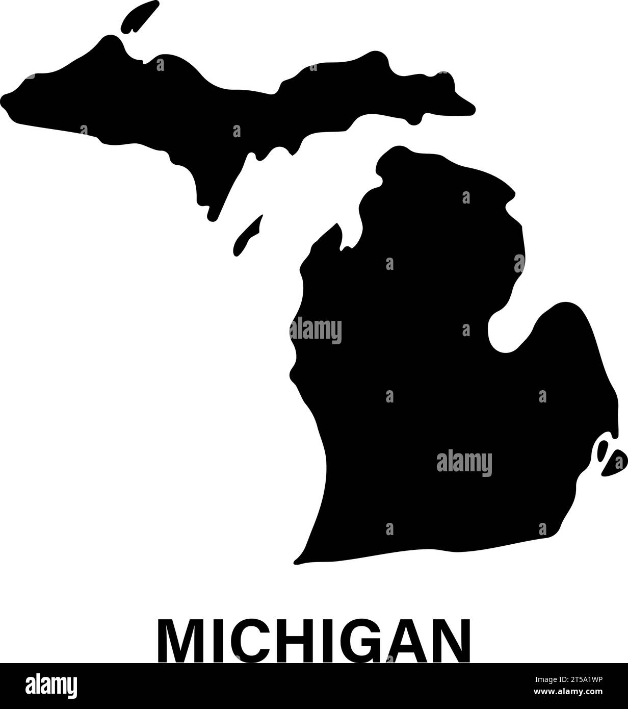 Icona silhouette della mappa dello stato del Michigan Illustrazione Vettoriale