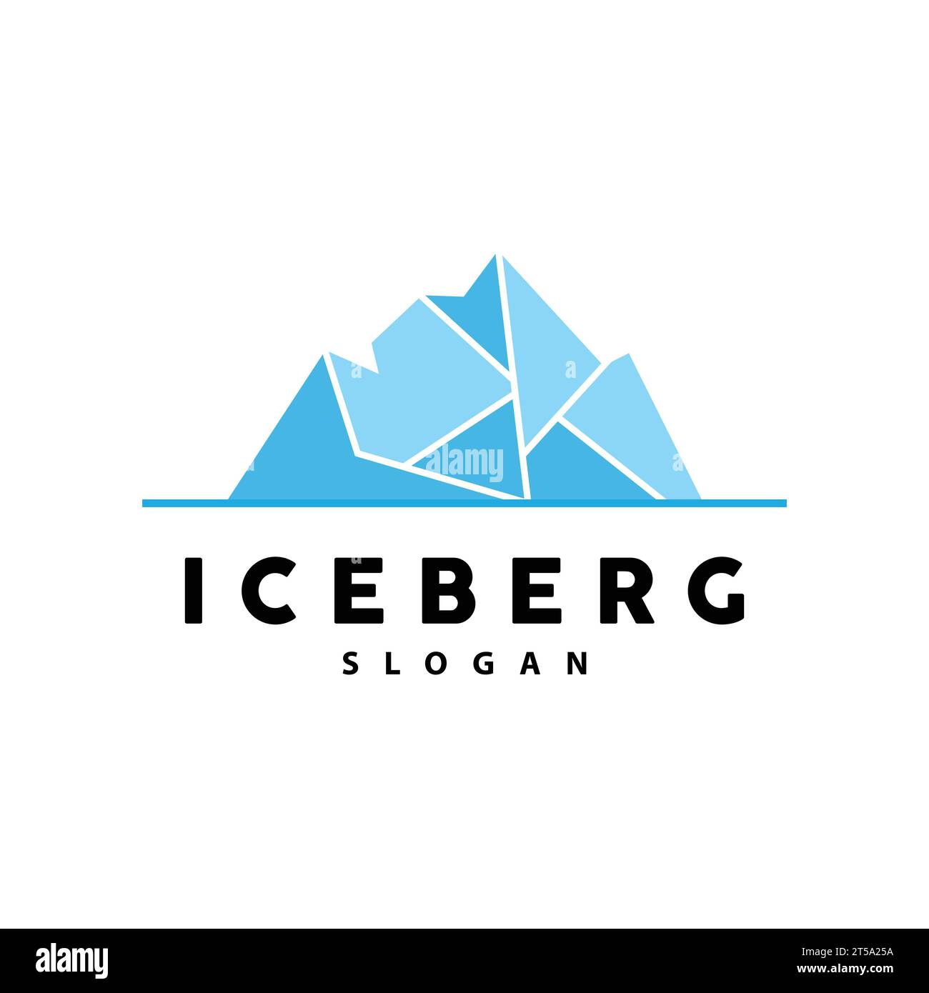 Logo iceberg, vettore delle Montagne Antartiche in colore azzurro ghiaccio, design naturale, icona modello illustrazione marchio prodotto Illustrazione Vettoriale