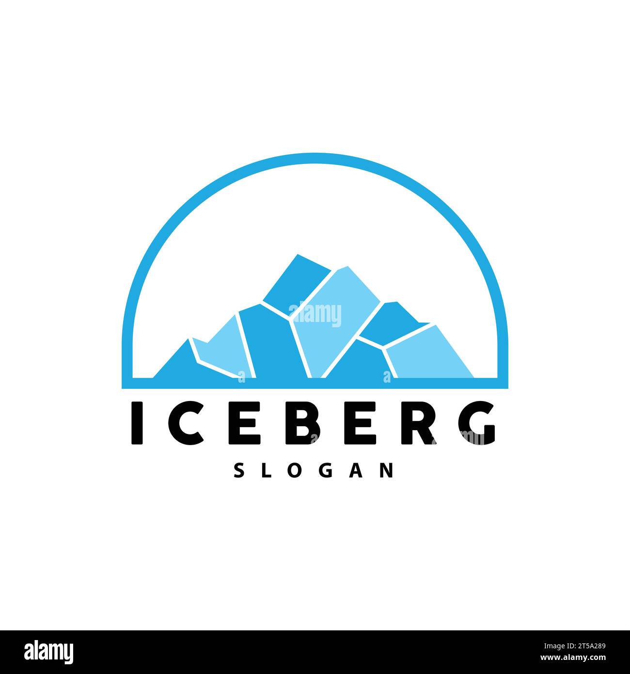 Logo iceberg, vettore delle Montagne Antartiche in colore azzurro ghiaccio, design naturale, icona modello illustrazione marchio prodotto Illustrazione Vettoriale