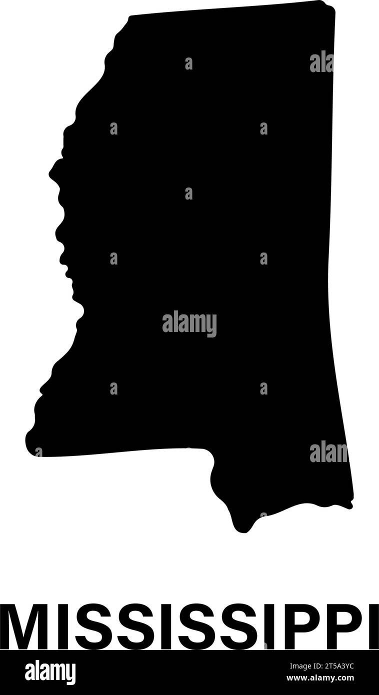 Icona silhouette della mappa dello stato del Mississippi Illustrazione Vettoriale