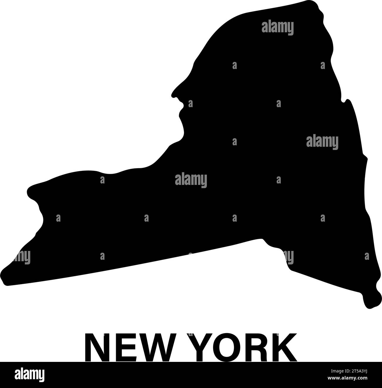Icona silhouette della mappa dello stato di New York Illustrazione Vettoriale