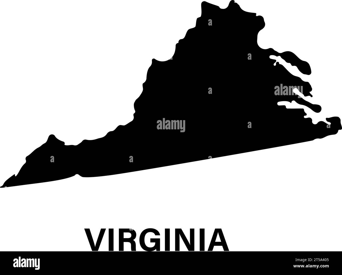 Icona silhouette della mappa dello stato della Virginia Illustrazione Vettoriale