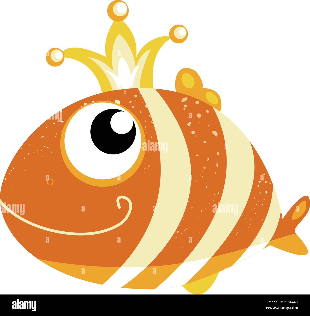 pesce rosso con una corona sulla testa. Isolare. Vettore Illustrazione Vettoriale