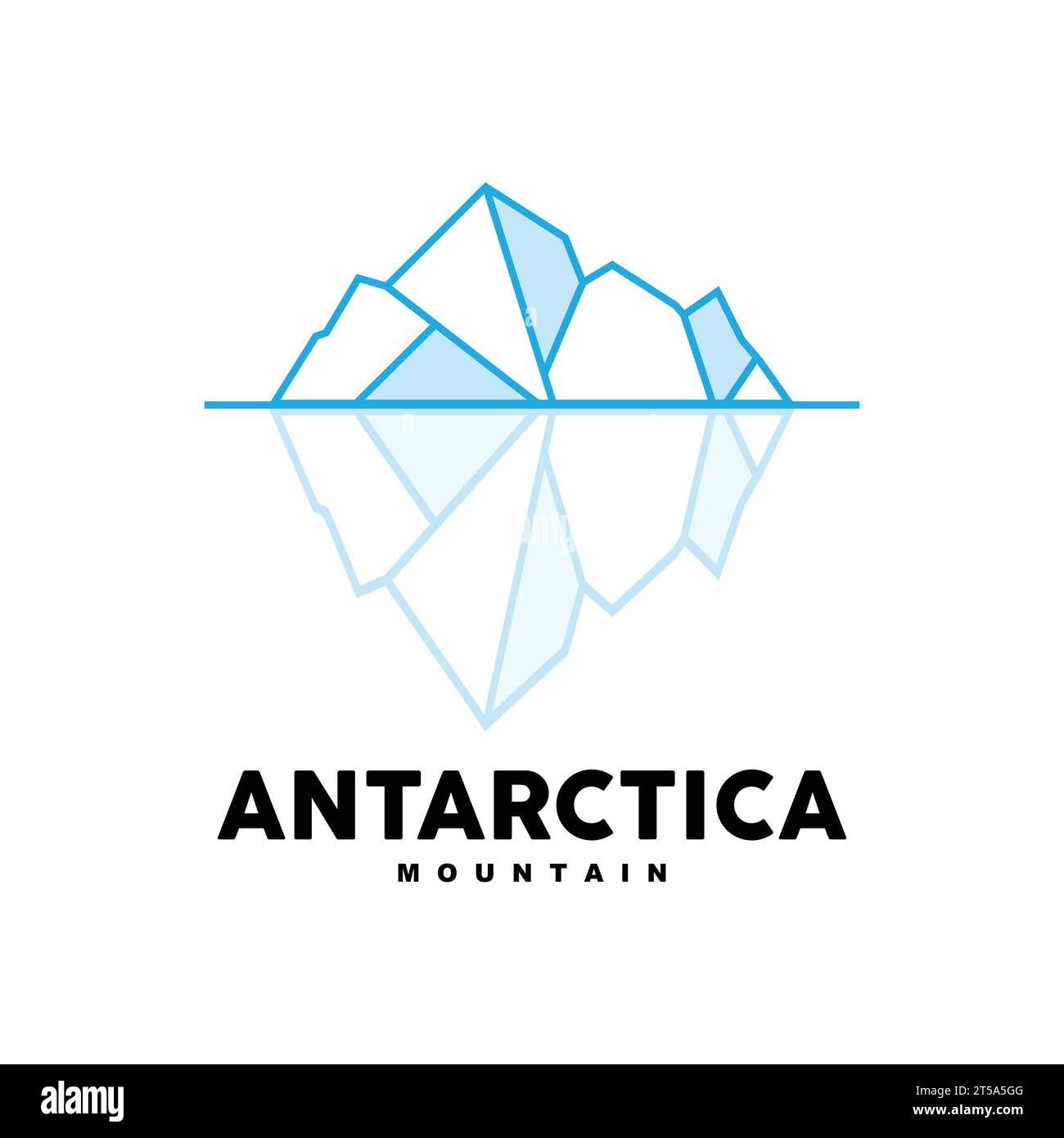 Logo iceberg, vettore delle Montagne Antartiche in colore azzurro ghiaccio, design naturale, icona modello illustrazione marchio prodotto Illustrazione Vettoriale