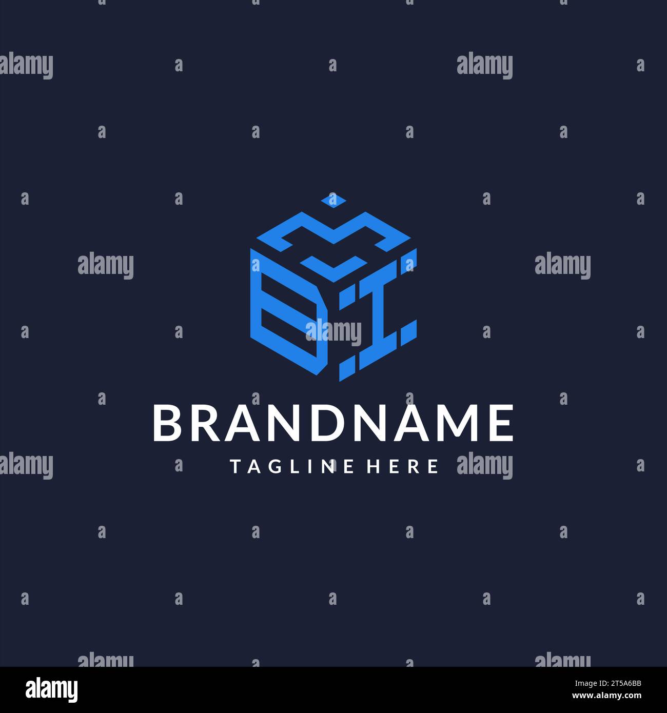 Design esagonali con logo DOPPIO, logo iniziale con monogramma migliore e ispirazione per il design a forma esagonale Illustrazione Vettoriale