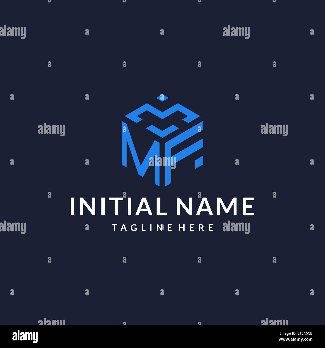 Design esagonali con logo MF, logo iniziale con monogramma migliore e ispirazione per il design con forma esagonale Illustrazione Vettoriale