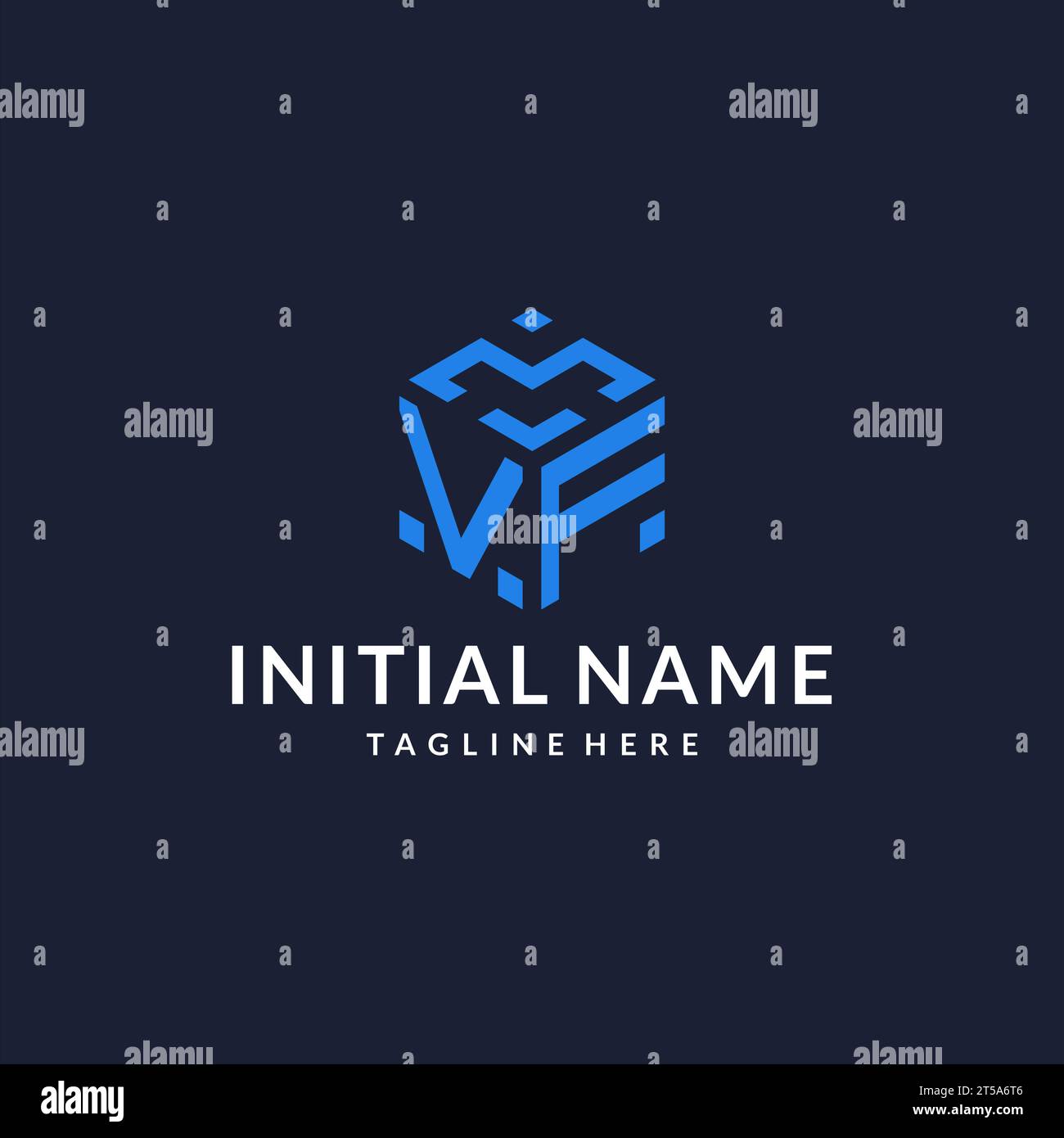Logo VF design esagonali, miglior logo iniziale monogramma con ispirazione per il design a forma esagonale Illustrazione Vettoriale