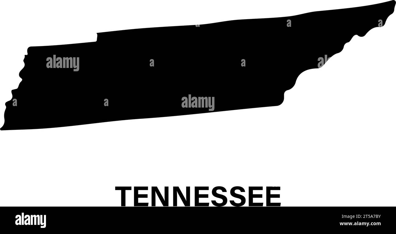 Icona silhouette della mappa dello stato del Tennessee Illustrazione Vettoriale