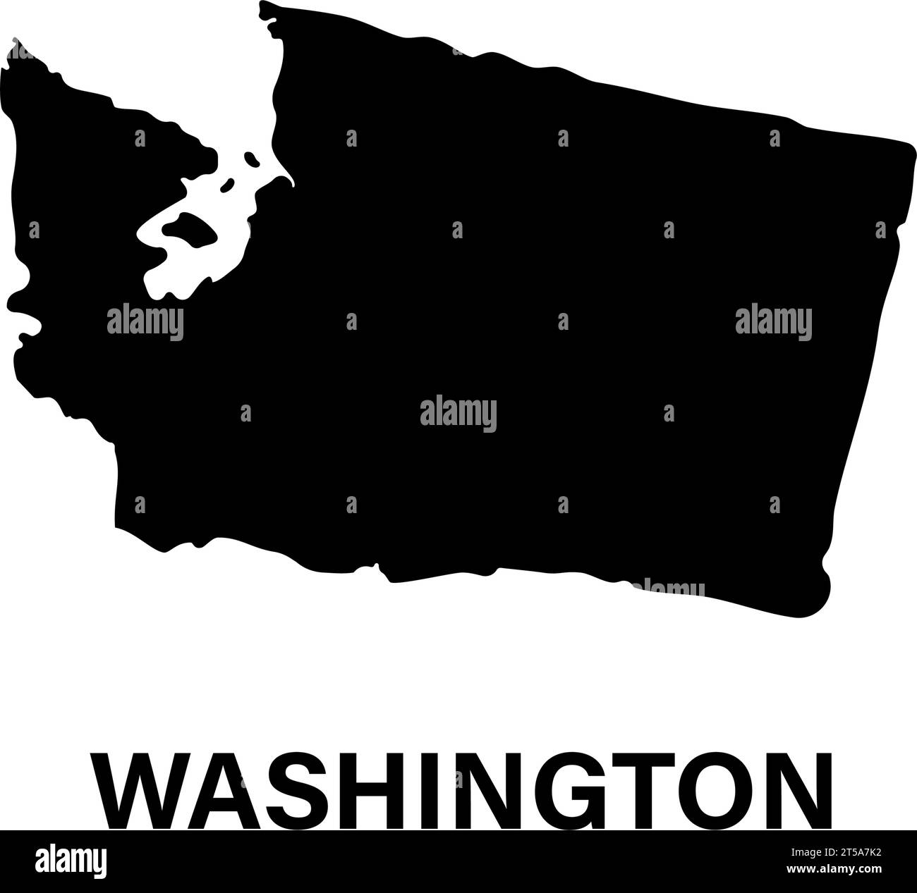 Icona della mappa della silhouette dello stato di Washington Illustrazione Vettoriale