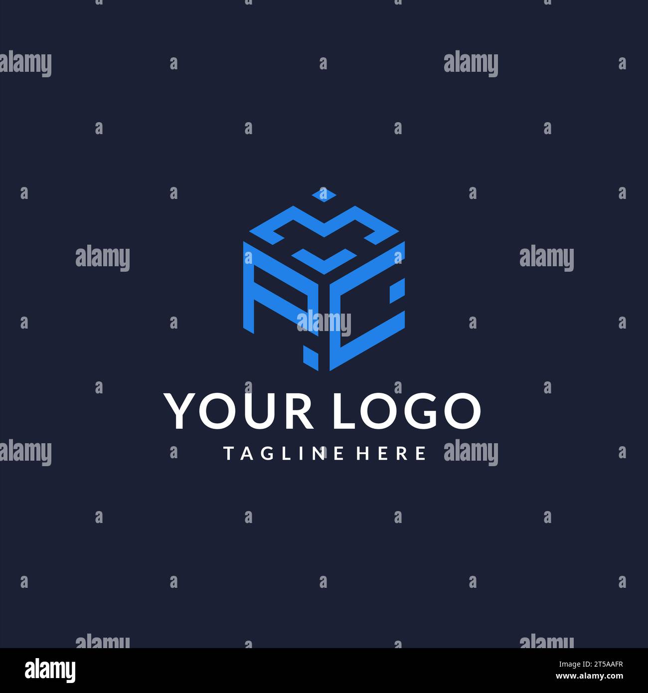 Logo PC design esagonali, miglior monogramma logo iniziale con forma esagonale idee di design Illustrazione Vettoriale