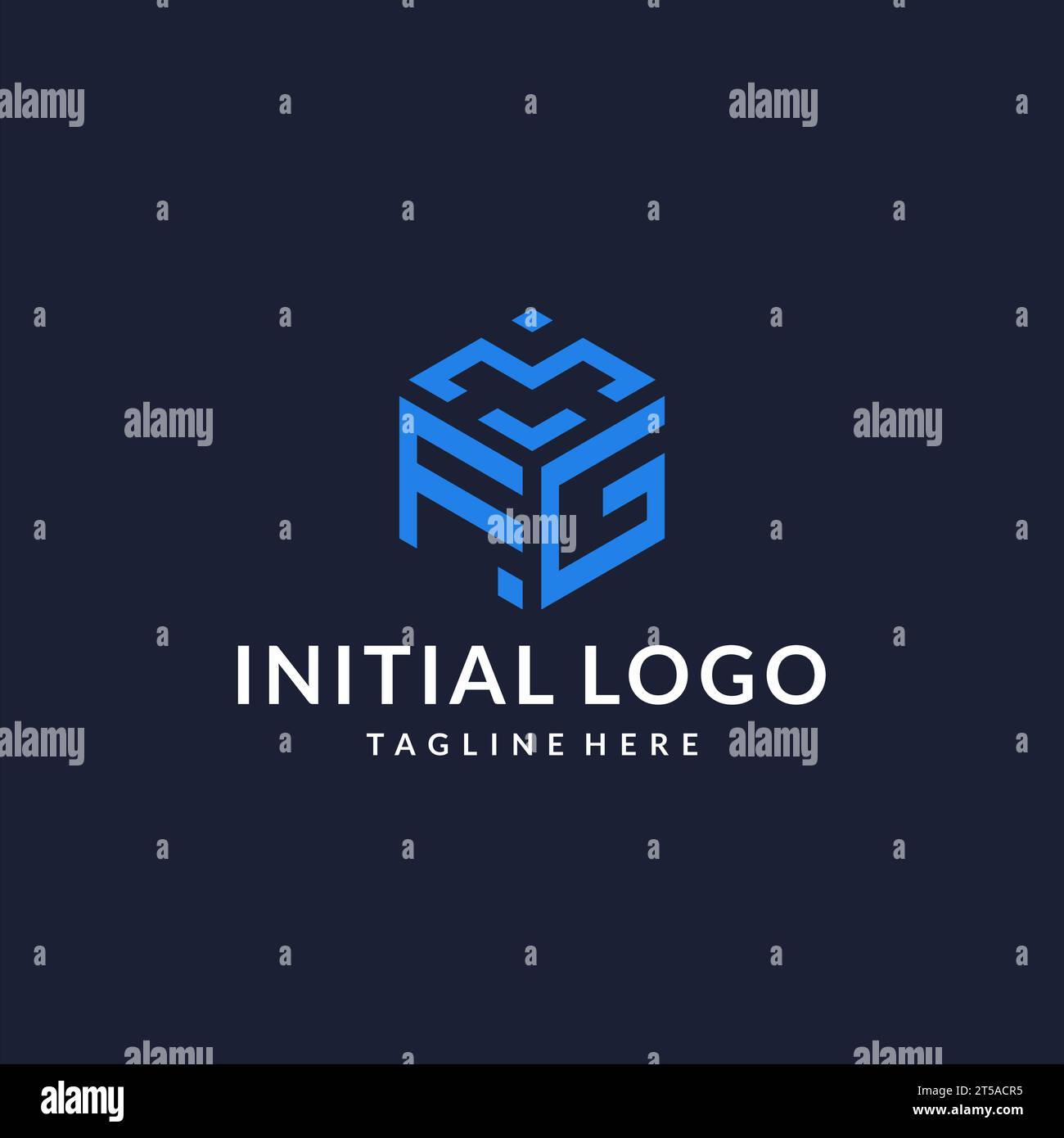 Logo FG design esagonali, miglior logo iniziale monogramma con ispirazione per il design a forma esagonale Illustrazione Vettoriale