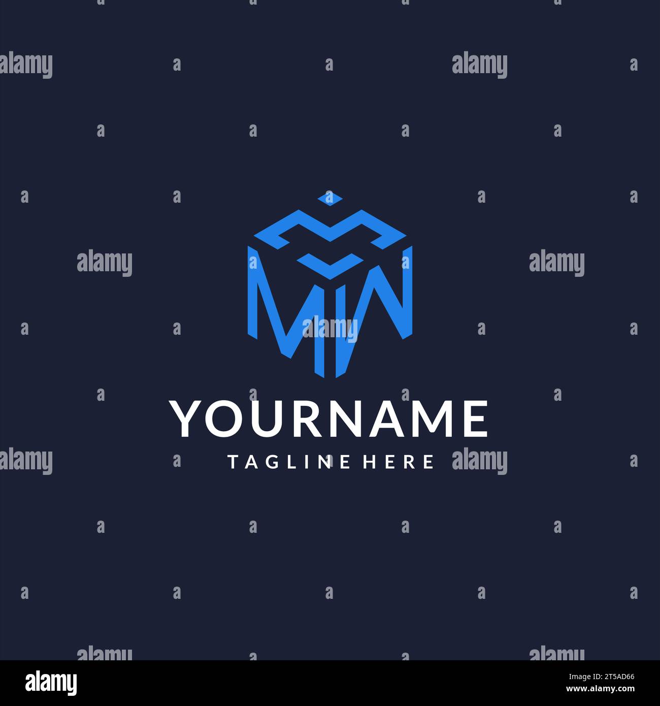 Design esagonali con logo MW, logo iniziale con monogramma migliore con ispirazione per il design a forma esagonale Illustrazione Vettoriale