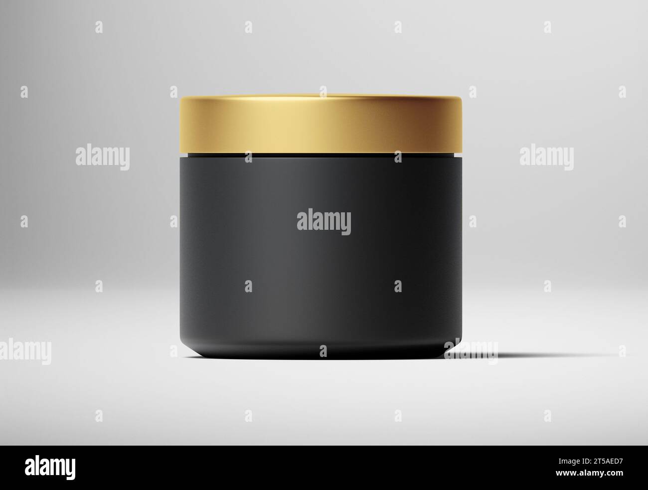 Contenitore per vasetti per imballaggio cosmetico premium con illustrazione 3d isolata con tappo dorato Foto Stock