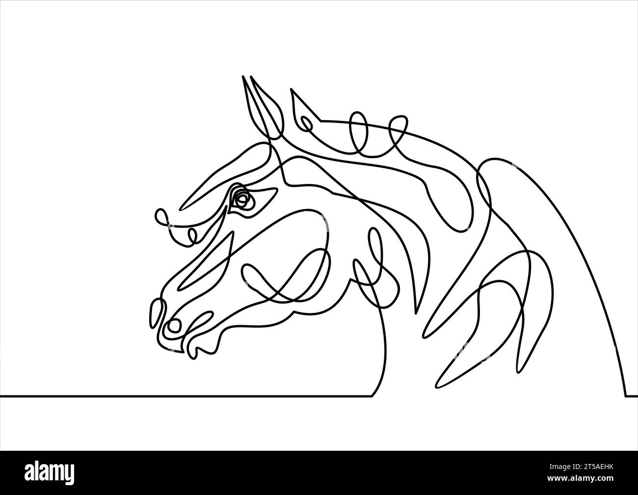 vettore testa del cavallo - disegno a linee continue Illustrazione Vettoriale