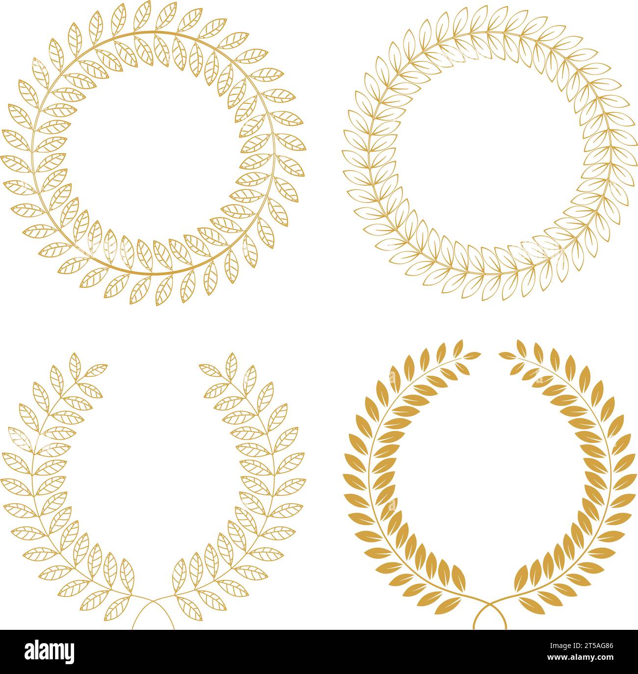 Cornice grafica illustrata delle foglie d'oro della corona d'alloro per il premio vincitore Illustrazione Vettoriale