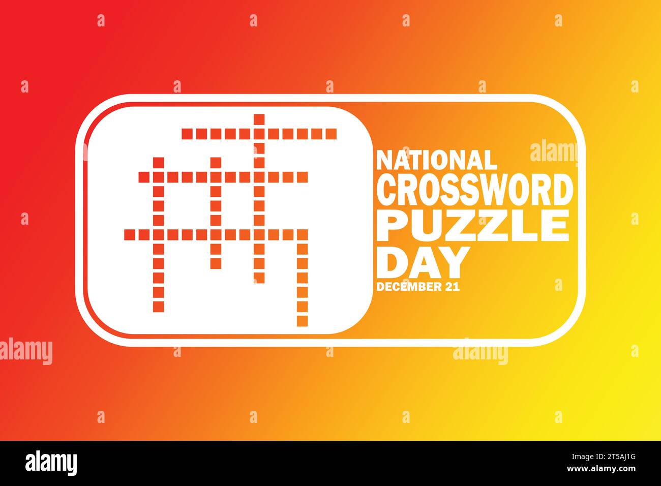 National Crossword Puzzle Day. 21 dicembre. Illustrazione vettoriale. Adatto per biglietti d'auguri, poster e striscioni Illustrazione Vettoriale