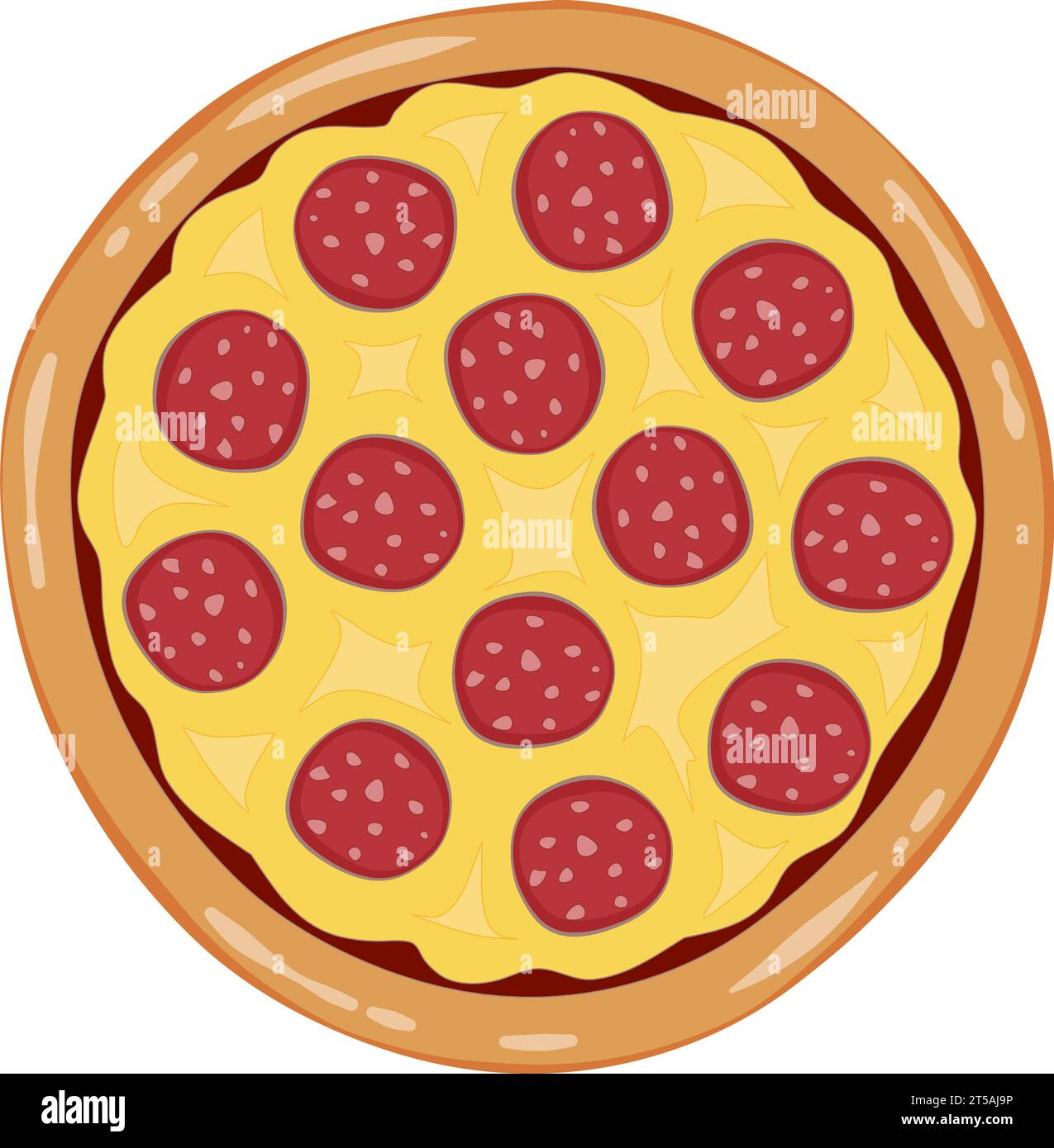 Figura illustrata Pepperoni un vettore di illustrazione pizza intera Illustrazione Vettoriale