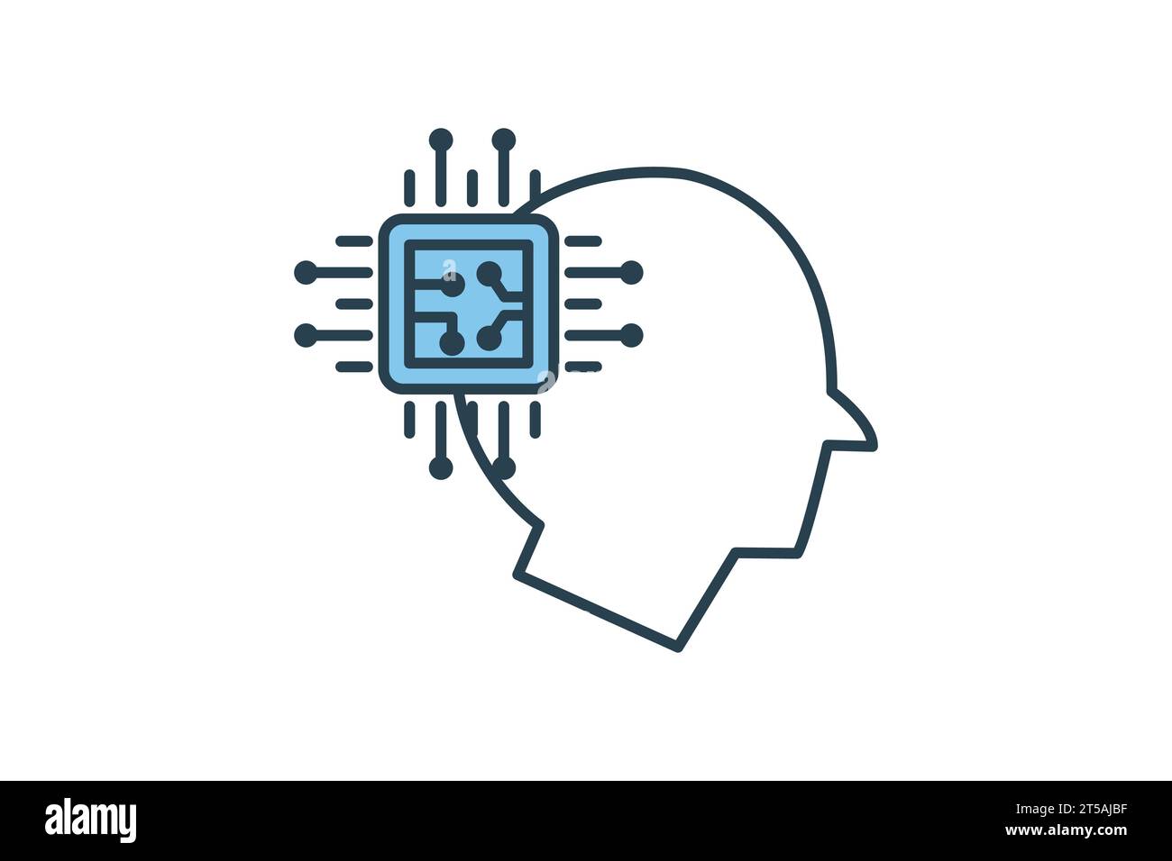 icona dell'intelligenza artificiale. testa e cpu. icona relativa al dispositivo, all'intelligenza artificiale. stile icona linea piatta. semplice progettazione vettoriale modificabile Illustrazione Vettoriale