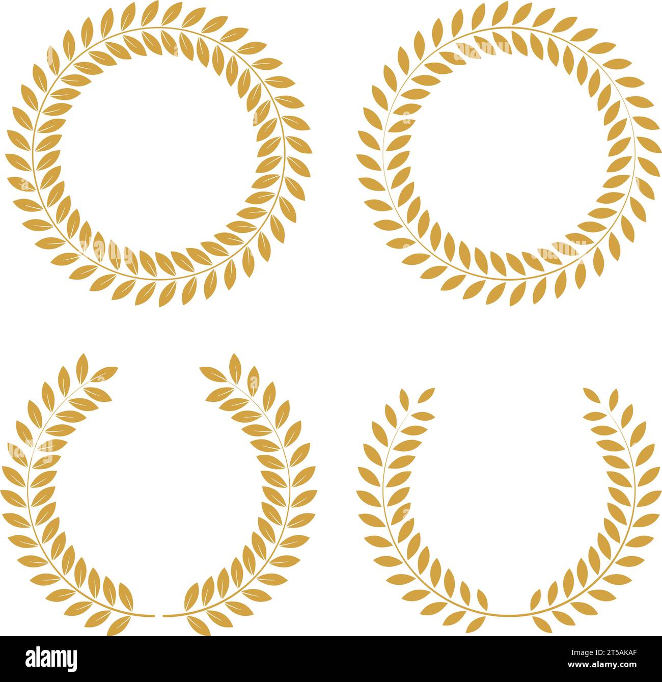 Grafica illustrata Laurel Wreath Golden Leaves silhouette simbolo della vittoria Illustrazione Vettoriale