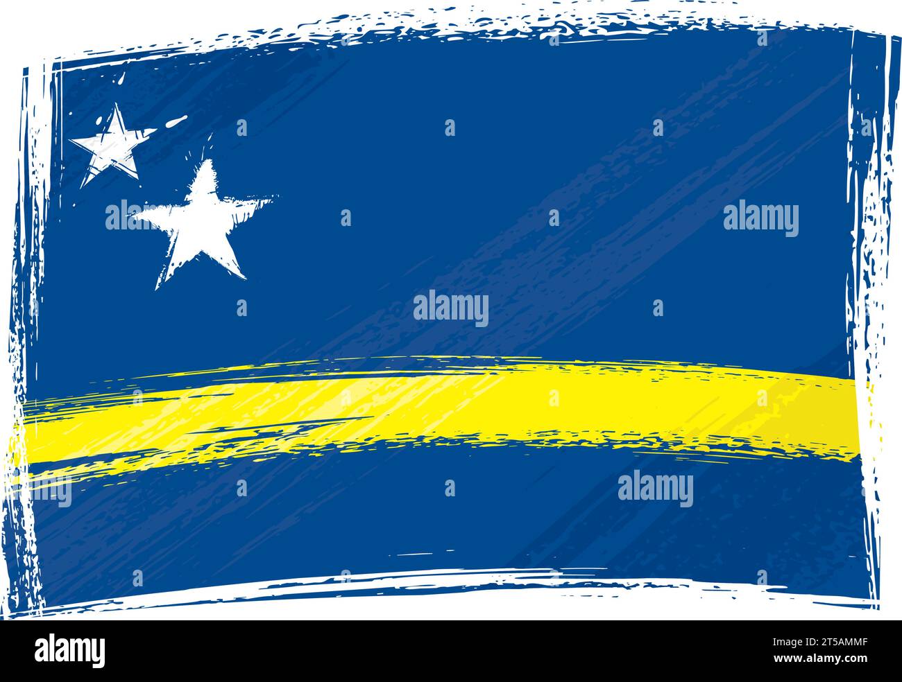 Bandiera nazionale di Curacao creata in stile grunge Illustrazione Vettoriale