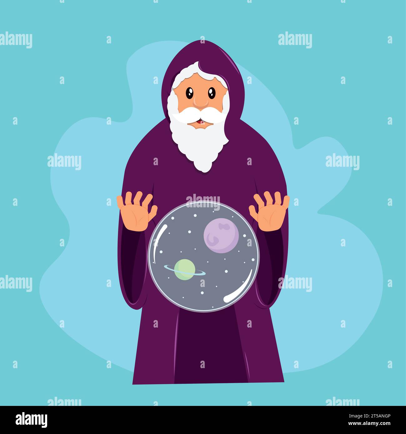Isolata graziosa maga personaggio medievale Vector Illustrazione Vettoriale