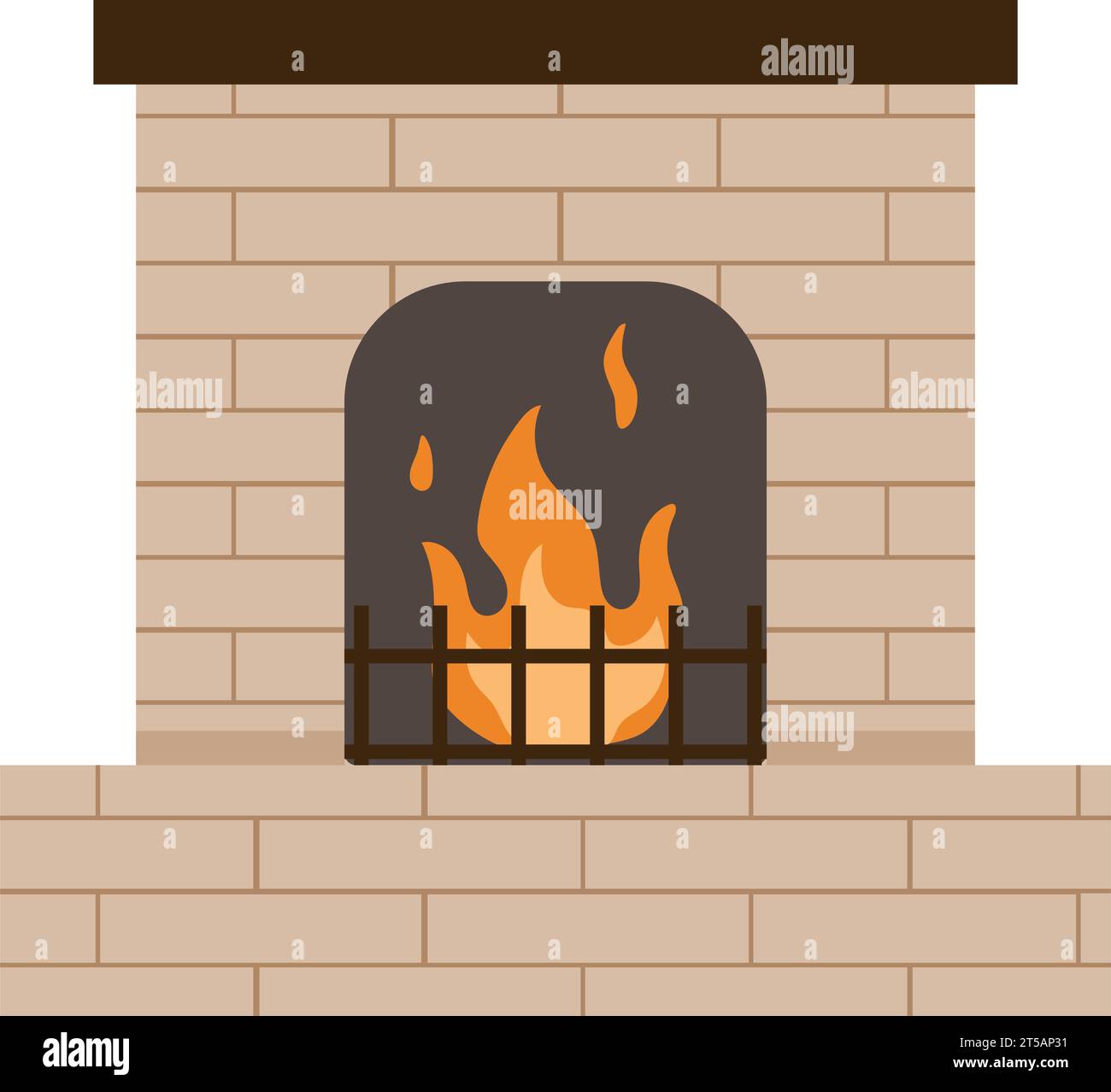 Icona camino colorata isolata Design piatto Vector Illustrazione Vettoriale