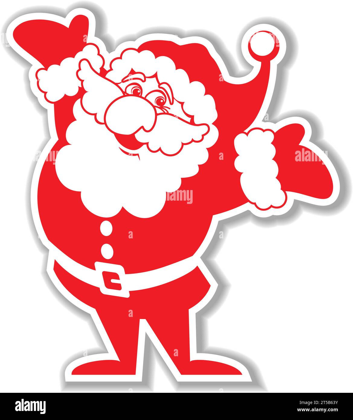Divertente personaggio ballerino di Babbo Natale. Modello vettoriale per le feste invernali su sfondo trasparente. Illustrazione Vettoriale