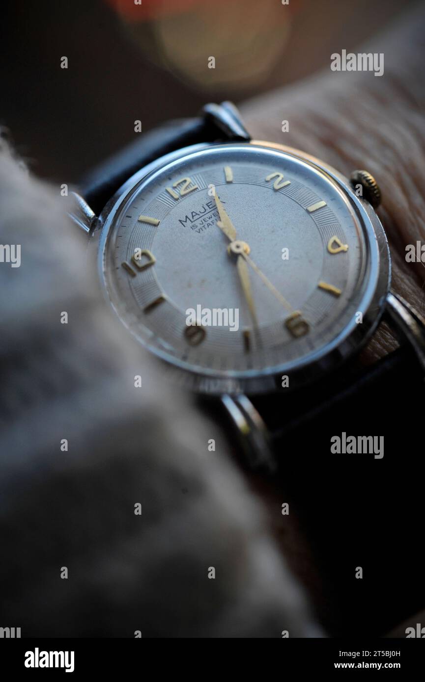 orologio da polso meccanico swiss majex vintage Foto Stock
