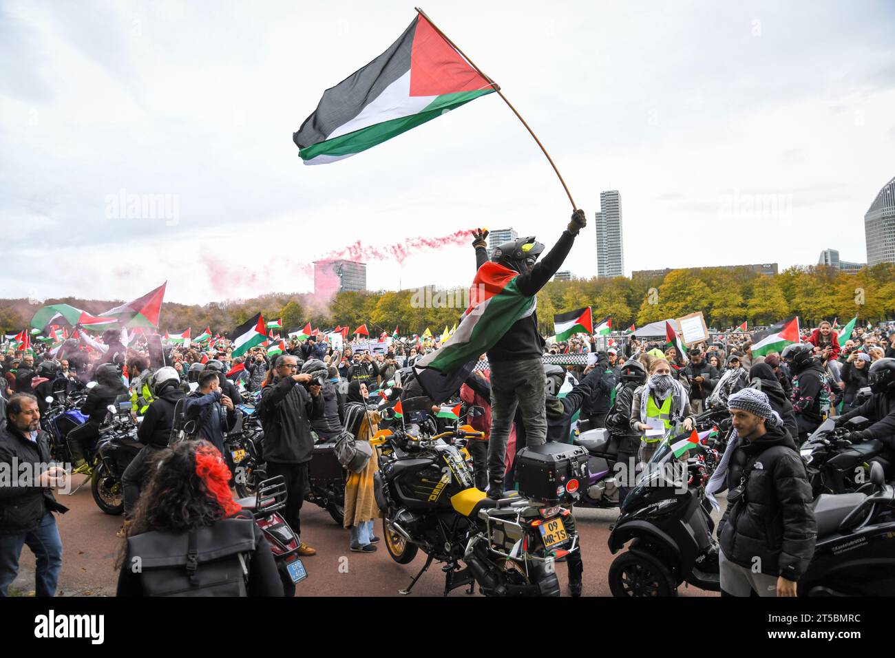 L'Aia, Paesi Bassi. 29 ottobre 2023. L'Aia, Paesi Bassi, 29 ottobre 2023. Poche migliaia di persone hanno protestato per una Palestina libera e contro la guerra a Gaza. Foto Stock